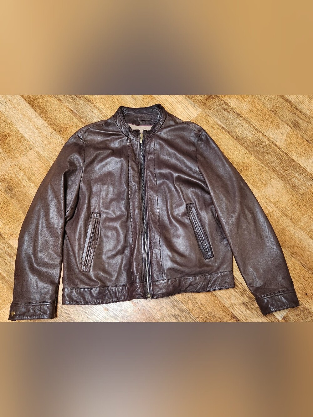 Wilson Men's Dark Brown Leather Bomber Jacket,size Xl